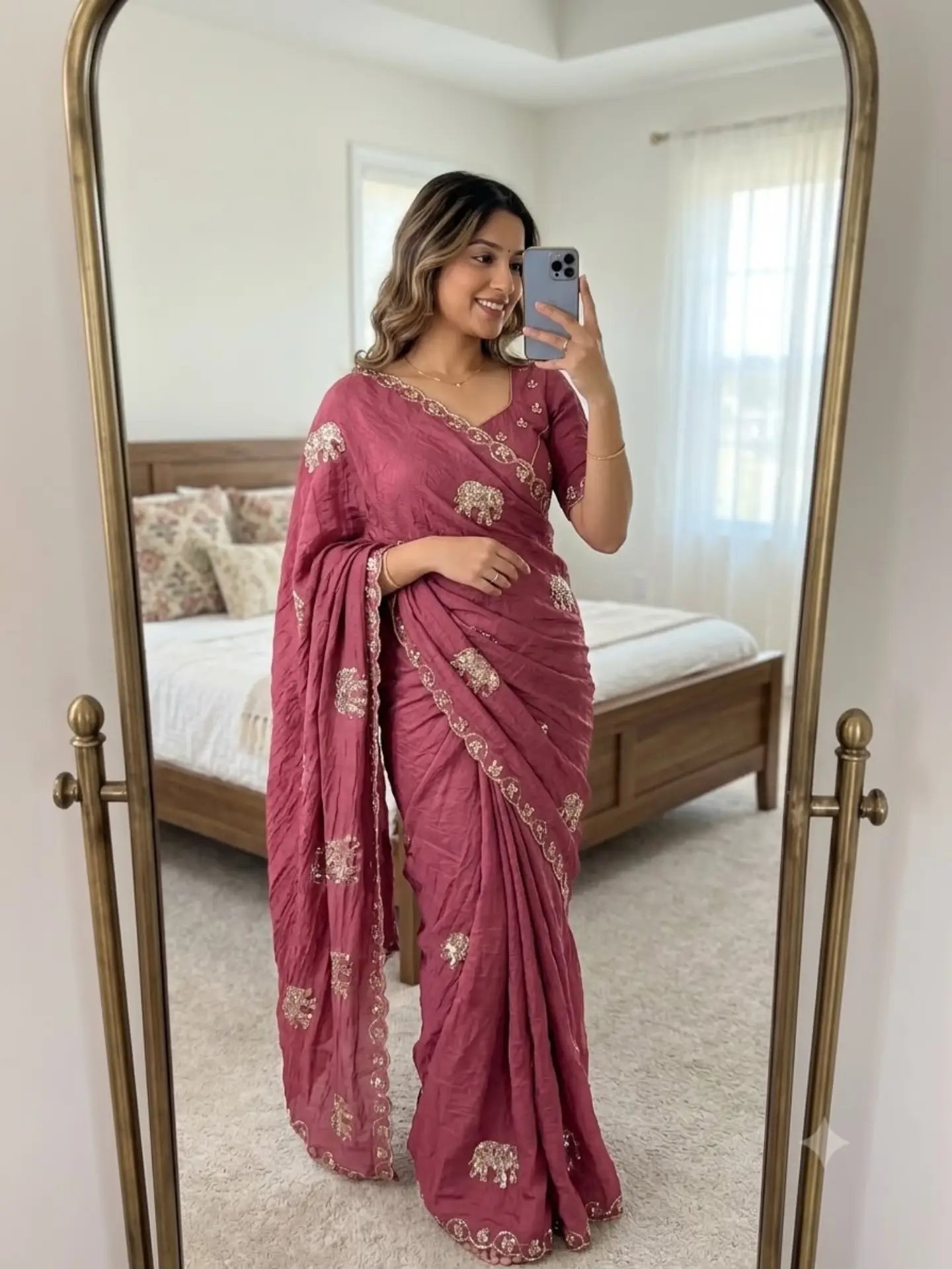 Rangoli Crush Saree with Sequins Work